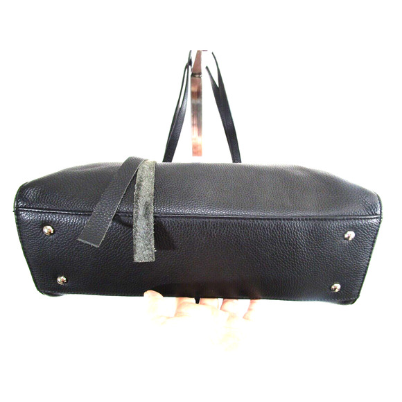 M.I.L.A Los Angeles Large Black Pebbled Leather Luxury Shoulder Tote Handbag - Picture 9 of 12